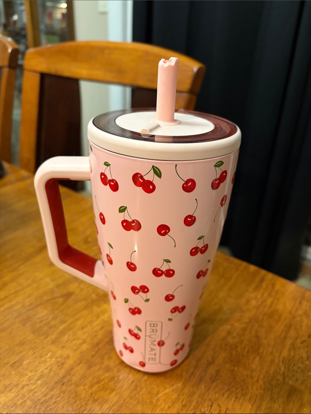 Brumate Pink Cherry Travel Tumbler with Straw